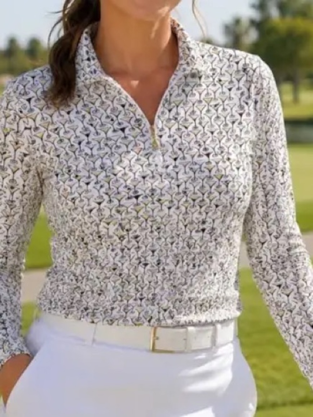 San Soleil Quarter Zip Martini sun Golf Shirt UPF 50 ~ S